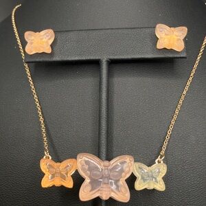 BETSEY JOHNSON GUMMY BUTTERFLY SET NECKLACE & EARRINGS GIRLY COQUETTE